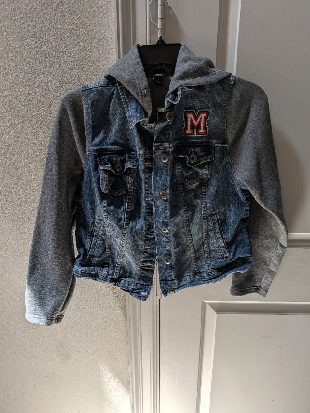 Disney Mickey Mouse Jacket Hoodie Denim Patch Trucker Size 0